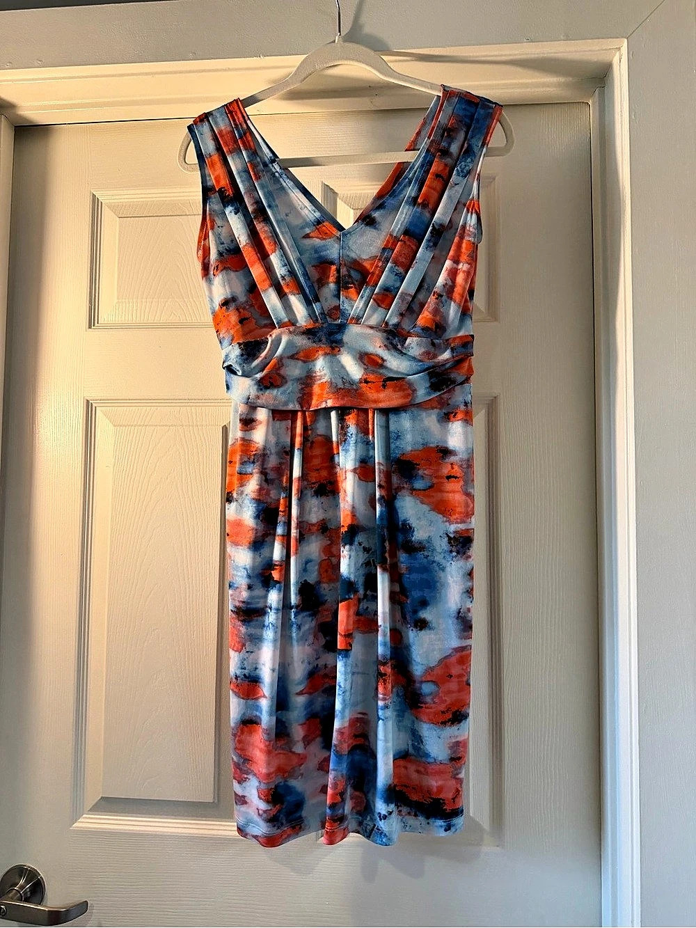 Simply Vera Wang Abstract Midi Dress in Blue & Orange
